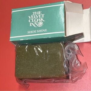 The Velvet Cloak Inn Vintage Shoe Shine sponge in box, historic Raleigh, NC